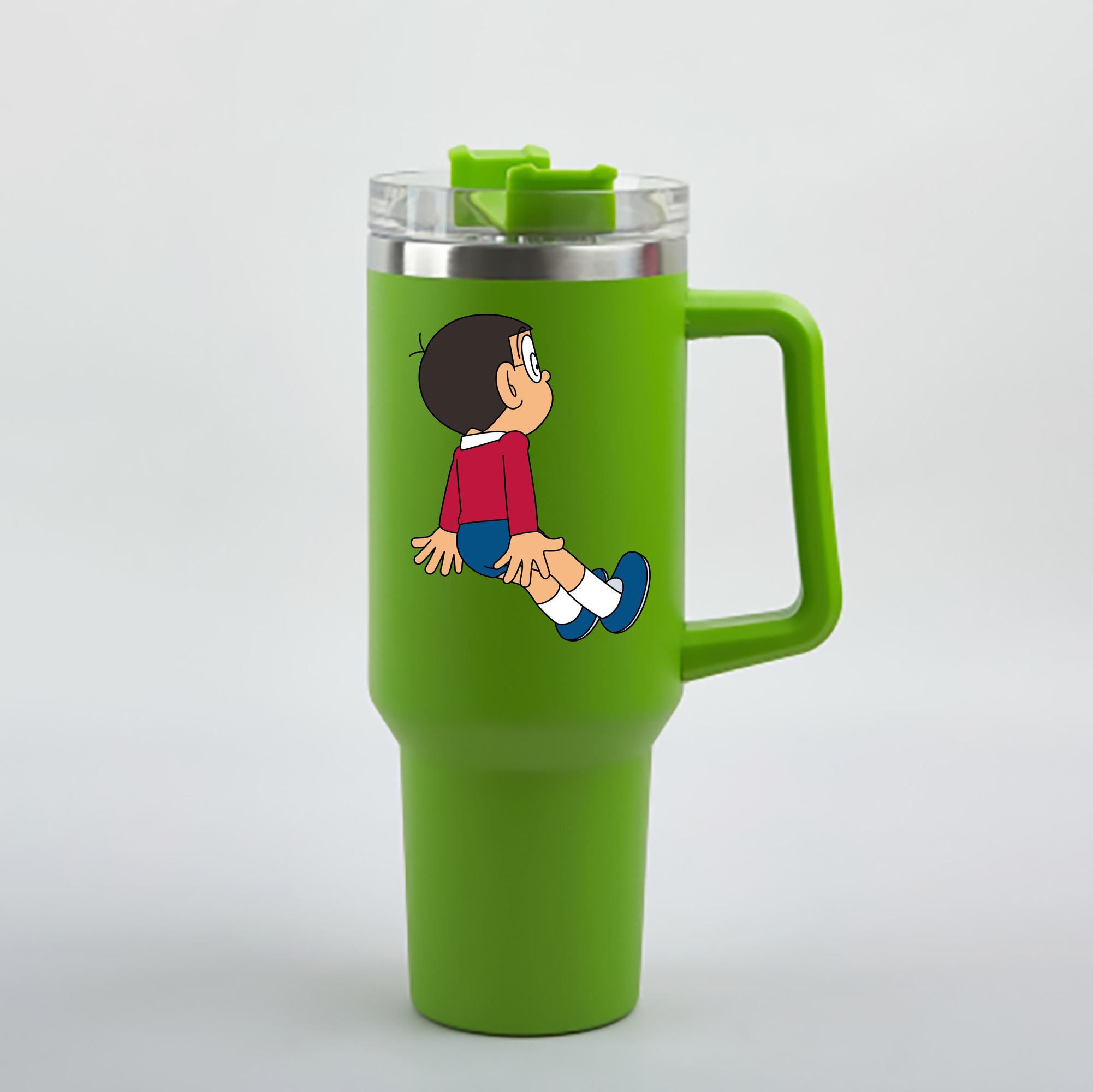 （画像用） ドラえもん 野比 のび太 Doraemon Nobita Nobi 1200mL車用タンブラー - クリスタルステッカー（プラスチックストロー付き）